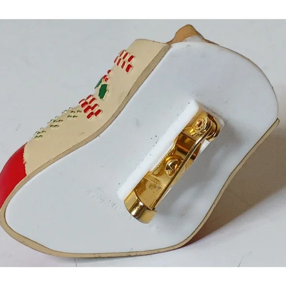 1990 Hallmark Cards Christmas Wind Up Pin Kitten in Stocking - Picture 3 of 6